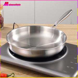 316 Stainless Steel Frying Pan With Lid Household Uncoated Cookware Non-Stick Large Stir Wok Pan for Omelette Pancake Steak