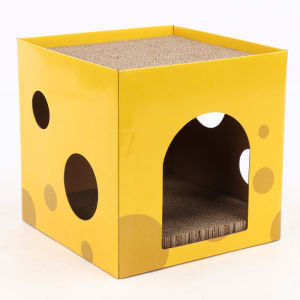Cat Kitten Scratching Cardboard Corrugated Scratch Board Cat Pad Cheese Box Shape Paper Cat House