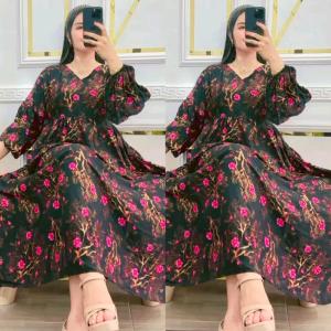 Dress Wanita Inara SitiAisyah Lengan Panjang Katun Rayon