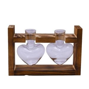 JKDESIGN Bonsai Decor Hydroponic Plant Vase Creative Wooden Frame Flower Arrangement Container High Appearance Tabletop Tray Bonsai Flower Pot Home Decor