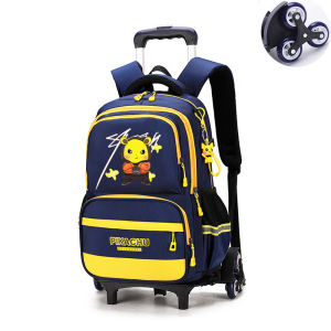 Pikachu Primary School Trolley School Bag Six-wheel Climbing Stairs 3-14 Years Old Boys 1-6 Grades Backpack