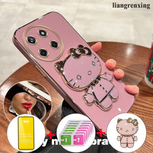 Casing vivo y38 vivo Y58 5g 2024 phone case Softcase silicone shockproof Cover new design aesthetic cat with holder Tempered Glass DDMKTM02