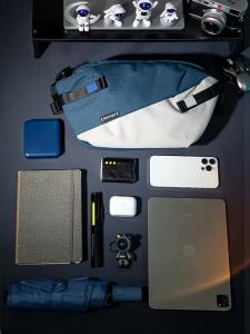 Slazenger Slazenger Mens Messenger Bag Large Capacity Messenger Bag Fashion Small Bag Functional Chest Bag Casual Shoulder Bag Womens Bag Gift Trendy Crossbody Bag  6008 Blue and Gray