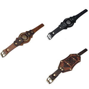 Retro Vikinges Bracelets Wide Cuff Bangle Adjustable Medieval Leather Bracelets Punk Rivets Bracelet Bangle Wristbands