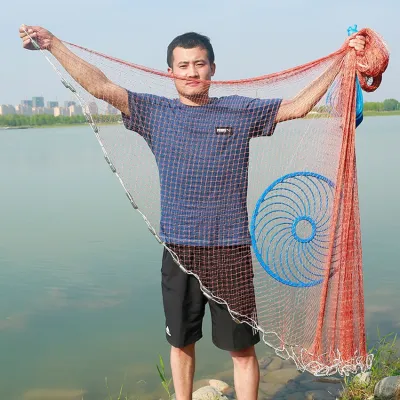 3.6M Fishing Net Hand Throwing Fishing Net Lawaia Line Cast Net Magical Fishing Net Frying Fishing Mesh Nets Sinkers Fly Cast Fishing Net