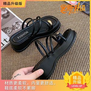 Free Shipping Toe-Post Clip-On Platform Thick-Soled Sandals For Women New Summer Outdoor Wear Versatile And Fashionable