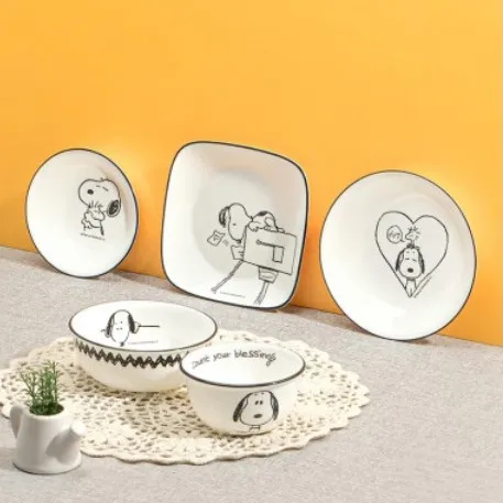 Corelle x PEANUTS TSnoopy Charlie Square 5p Set/Corelle USA set - Main Image