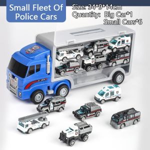 METECH Truck Carry Case With 6pcs Mini Alloy Engineering Vehicle Toy Car Toys Truck for Kids