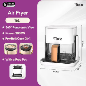 Tixx Air Fryer 16L Large Capacity Touch Screen Oil Free Fryer with Visual Window Multifunction Oven