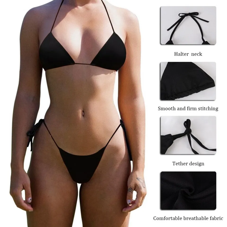Women Swimwear Femme Hot Black Bikini Swimsuit Padded Bra Mujer Push Up Low  Waist Bathing Beachwear Wrap Chest Biquni Suits