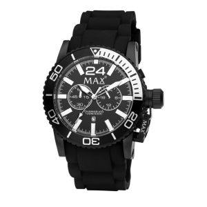 MAX Chamaeleo Special Edition Quartz Chronograph Black Steel 3 Interchangeable Silicone Strap Mens Watch 48mm 5-MAX567