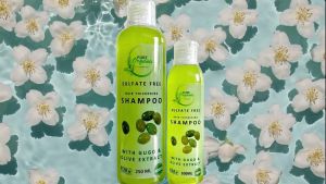Sulfate Free Olive Shampoo by Pure Organic For Hair Growth and Hair Thickener With Gugo Extract