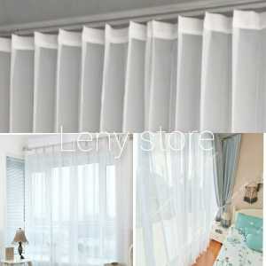 ❤LENYS❤ vitrase putih dalaman gorden SERUT kawat vitras polos tirai transparan tinggi 250 270cm