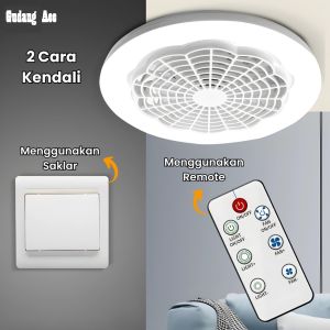 Lampu LED Kipas Angin AC E27 30 Wat lampu LED Plafon + Kipas Angin Dinding Remote 2 in 1
