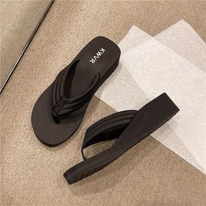Free Shipping Thick-Soled Flip-Flops For Women Designed To Make Legs Appear Longer And Slimmer With A Comfortable Soft Sole Non-Slip Feature And Suitable For Both Indoor And Outdoor Wear In Summer Making Them Versatile And Perfect For Casual Beach O