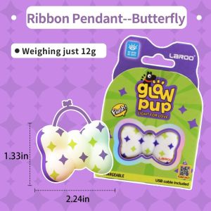 HamshMoc Dog LED Light Pendant Multi-Mode Flashing Bow Pendant Lightweight Waterproof Pet Safety Tag for Night Walk