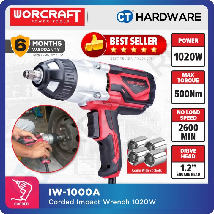 WORCRAFT IW1000A CORDED IMPACT WRENCH 1020W 500Nm 2600RPM 2700BPM 1 2 SQUARE HEAD Lazada