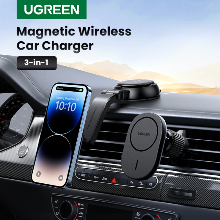 UGREEN 3-in-1 Magnetic Wireless Car Mount Charger for i-Phone