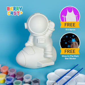 Christmas Gift for Boy DIY Astronaut Coinbank Painting Kit for Kid with Apron & Glow in the Dark Stickers