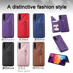 For Samsung Galaxy Note 10 Plus Case Card Holders Stand Shockproof Note10+ Pu Leather Casing Cover Distinctive Style Fashion Phone Cases Zipper Back Shell (Blue)