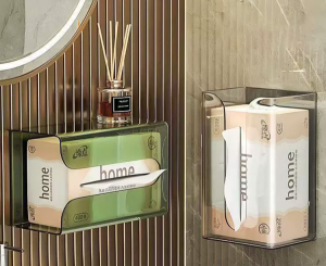 Punch-Free Wall-Mounted Tissue Paper Box Toilet Tissue Box Rack Waterproof Paper Storage Box Tissue Holder