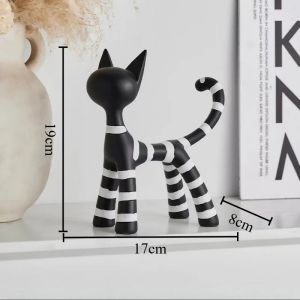 xpkQ Cat Figurines Artistic Stripes Interior Decorative Modern Minimalist Figurines Living Room Cabinet Design Sense Home Decor 4P7H5