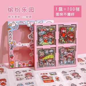 Sticker 100pcs Gift PET Waterproof Stickers Kawaii DIY Girl 手帐100张贴纸套装