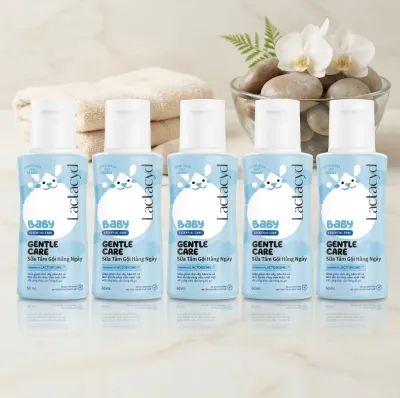 Sữa Tắm Gội Lactacyd Baby 60ml – Combo 3 Chai – Tiết Kiệm Cho Bé Sơ Sinh – Dịu Nhẹ Không Cay Mắt Giảm Rôm Sảy