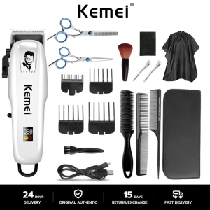 Kemei 18 PCS Set Rechargeable Electric Hair Clippers Km-Pg809a Led Usb Adjustable Professional Hair Cutting Machine