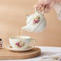 an Porcelain Tea for One, Vintage Floral Teapot and Saucer Set, Gold Trim Floral Teapot, Tea Cup with Saucer Set. 