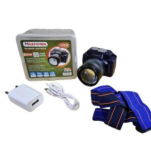 Senter Kepala LED Zoom Laser 100 Watt Maxpower MX-S01 Cahaya Putih & Kuning Waterproof Super Terang Batre 5000mAh Tahan Hingga 30 Jam Pemakaian