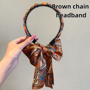 1pcs Satin Printed Braided Headband Women Streamer Hair Tie Hairband Headwear Fashion Accessories