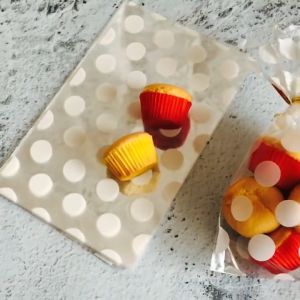100Pcs Food Packaging Plastic White Dots Stripes Biscuit Bread Cookie Candies Pastry Bag Gift Bag