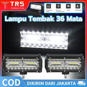 Lampu Tembak Offroad LED 36 Mata 3 Susun Super Terang 6000K Motor Mobil 120W Watt 12V 24V 7inch Lampu Spot Lampu Banjir