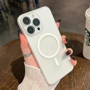 Luxury Ultra Thin Wireless Charge Magnetic Case For iPhone 17 16 15 14 13 12 11 Pro Max For Magsafe Translucent Skin Hard Cover