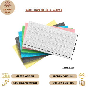 WALLPAPER DINDING 3D FOAM BATA WARNA 3MM 70 X 385 CM FOAM MOTIF BATU BATA DEKORASI DINDING KAMAR