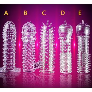 【LOVE4U】Crystal Condom Dotted Condom Zakar Crystal Condom (Kondom Tahan Lama) Reusable Hot Sell Sex Toys ABCDE