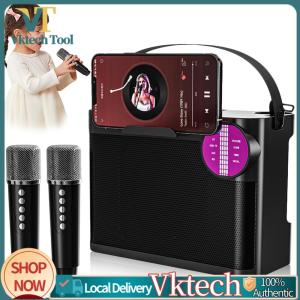 [Vktech] Bluetooth-Compatible 5.3 Karaoke Machine with 2 Microphones Karaoke Speaker Removable Strap Wireless Karaoke System for Home Parties