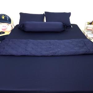 Bộ ga thun trơn xanh đen 1m6/1m8 KO MỀN/CHĂN (chân nệm dưới 18cm). Bộ drap thun. Bộ ra thun. Bộ grap thun. Ga giường - drap giường - ra giường - grap giường.