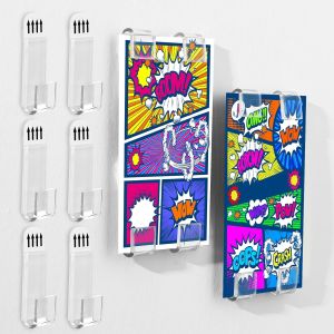 24 Pcs Comic Book Wall Display Clear Floating Display Shelves Comic Book Frame Holder Invisible No Screws Self Adhesive