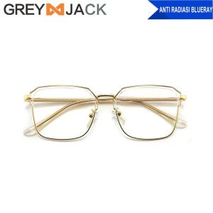 Grey Jack Kacamata Antiradiasi Blueray Metal Style Kotak Simple Modern Fashion Pria dan Wanita Terbaru 20509