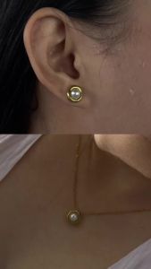 HB Jewelry BLAIZE Centered Synthetic Pearl Stud Earrings Fashion Accessories EH00357