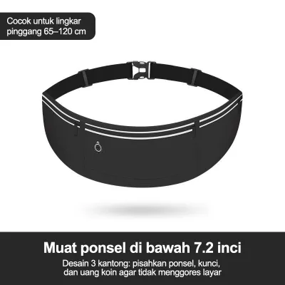 Tas Pinggang Olahraga Weistbag Unisex Lari Running Jogging Belt 48CM XTRA Lobang Headset Earphone