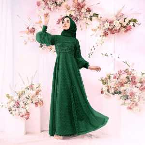 Pakaian Gamis Perempuan Dewasa Terbaru Maxi Selina Dress Matt Brokat Tille Furing Ukuran Jumbo Model kekinian dress Wanita Good Quality Premium