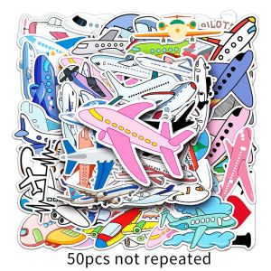 50PCS Cartoon Airplane Sticker DIY Water Cup Guitar Phone Case PVC Waterproof Sticker Kid Toy