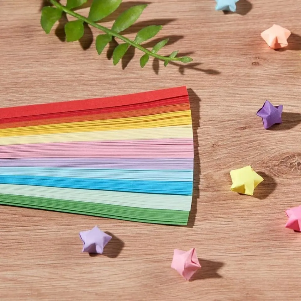 Colorful Origami Lucky Star Paper Strips Folding Paper Ribbons Craft Best  Wish 50 Strips (Size: Pack of 1)
