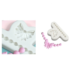 DIY Fondant Mould Chocolate Moulds Candy Moulds Bowknot Pearl Necklace Shaped Silicone Material for Kitchen DIY Baking