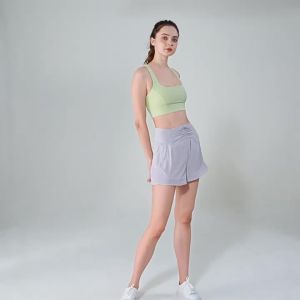 ALO- Anti-Exposure Sports Shorts for Women Pleated High-Waist Loose Slimming Running Fitness Shorts Summer Outdoor Slimming Yoga Shorts  Al0-yoga