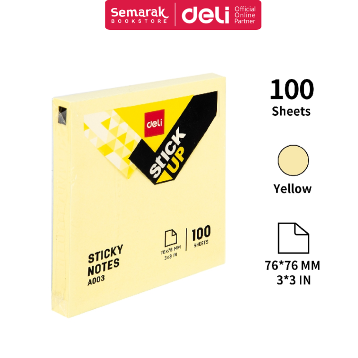 Deli A00353 Sticky Notes Memo Tempel 76x76 mm [100 Lembar] | Lazada ...