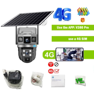V380 PRO Solar 2 Lens CCTV Camera WiFi 4G Outdoor Surveillance Cameras Two-Way Audio Motion Detection Night Vision Waterproof Wireless Intelligent IP Security Camera